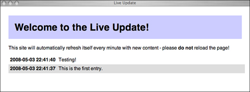 Testing our live updating JavaScript