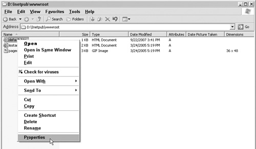 Select Properties on the file or folder you want to modify.