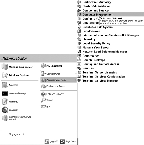 Open Computer Management in the Administrative Tools folder.