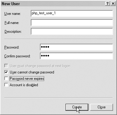 Add user information and click Create.