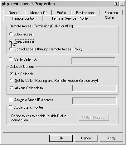 Deny access to Dial-in.