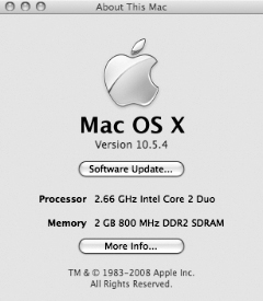 The Mac OS X information box.