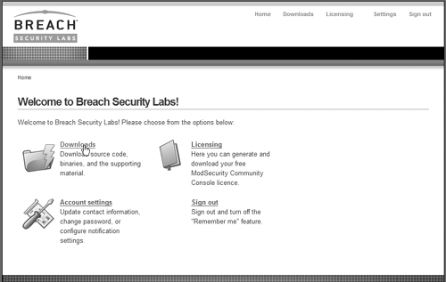 The Breach Security Labs site.