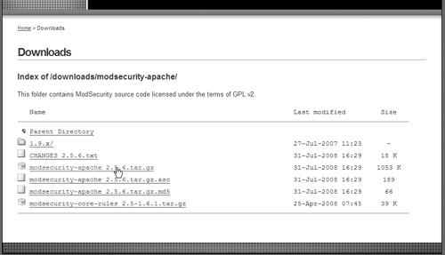 Click on modsecurity-apache_2.5.6.tar.gz.