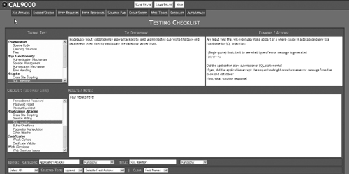 The Testing Checklist tool.