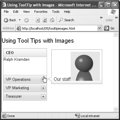 A Dijit tool tip with an image.