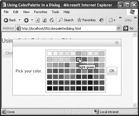A color picker dialog box.