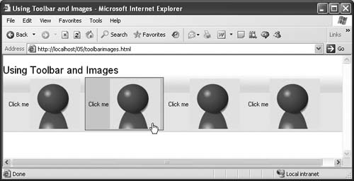 A toolbar with images.
