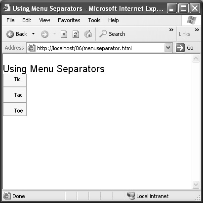 Using menu separators.