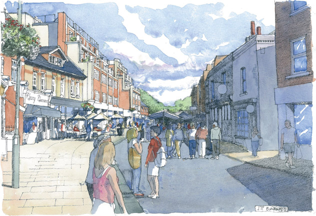 Figure 5.18.4: Vision for closing Barnes High Street to traffic on festival and market days
