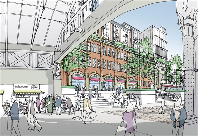 Figure 5.20.4: Vision for Paddington Place with refurbished sorting office building