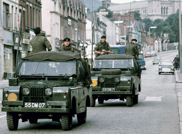 Figure 5.2.1: British Army mobile patrol along the Crumlin Road during the Troubles, 1971