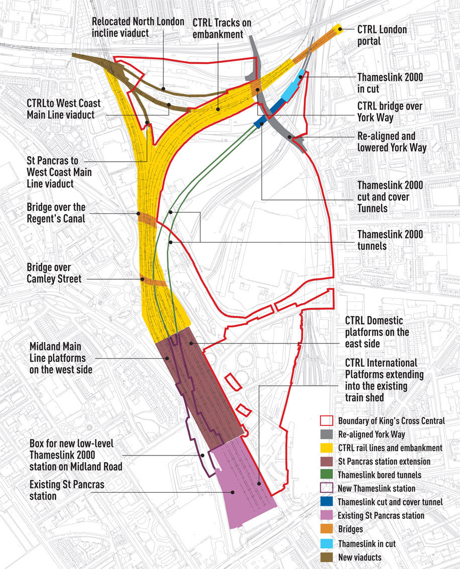 Figure 3.14: Channel Tunnel Rail Link infrastructure and site boundaries.