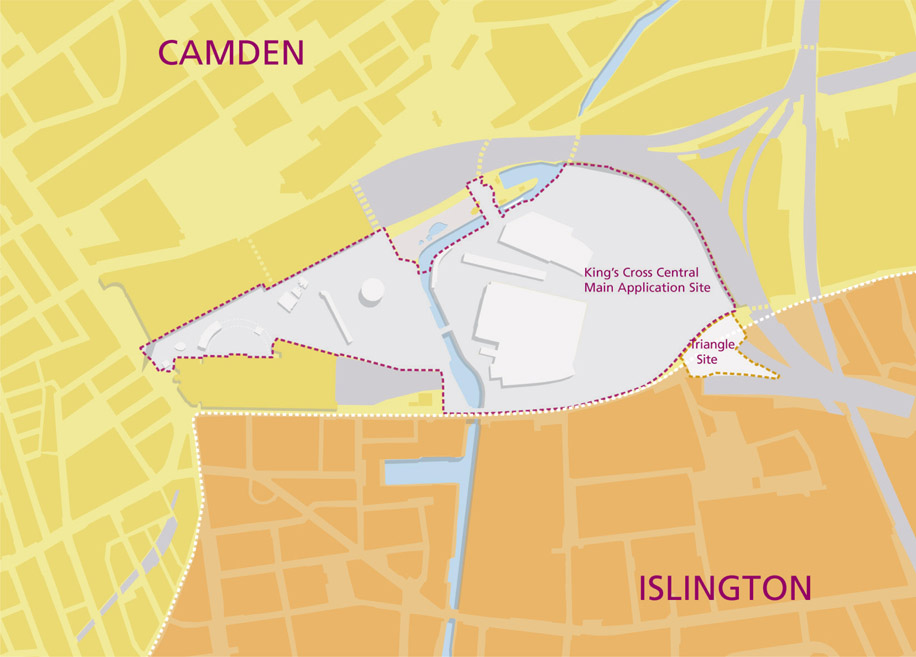 Figure 4.4: Borough boundaries showing main application site and Islington ‘Triangle’ site.