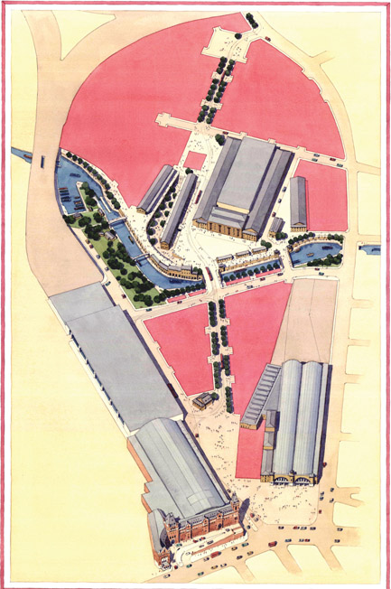 Figure 5.1: Axonometric showing main historic buildings (note: the Great Northern Hotel does not appear on this diagram).