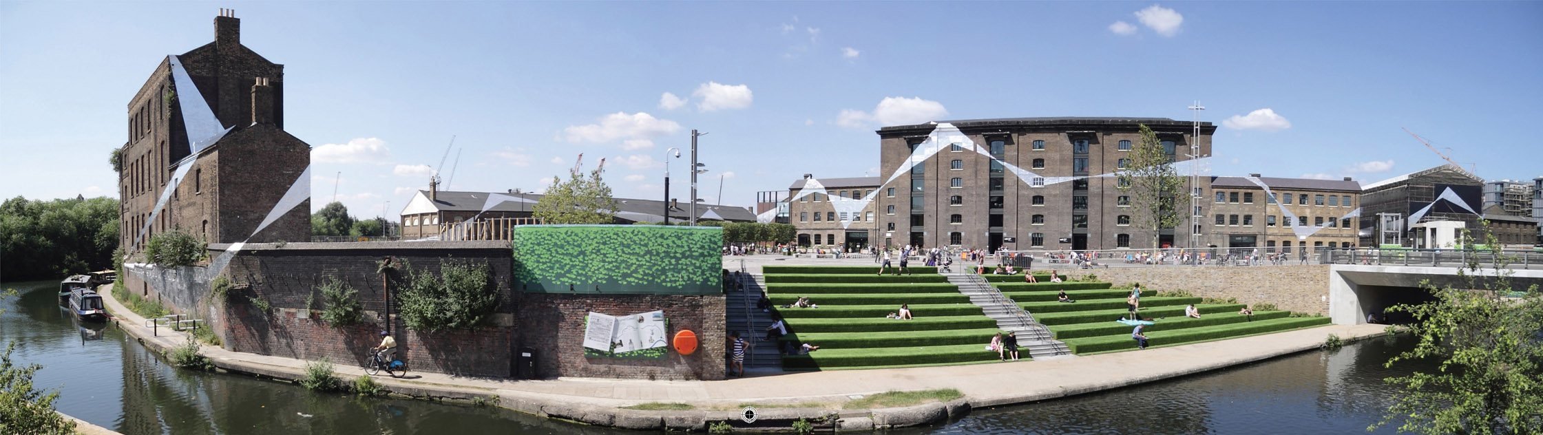 Figure 9.6: The Granary Building, now University of the Arts London, art installation and canalside steps.