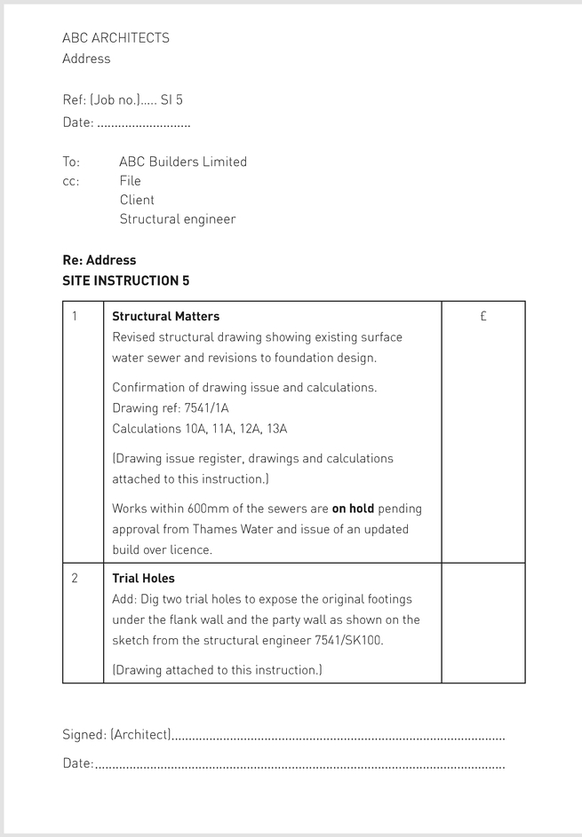 FIGURE 12 Site Instruction/Architect's Instruction