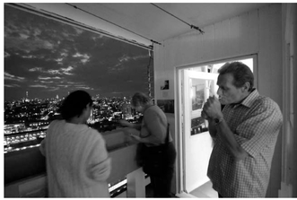 FIGURE 8.9, ABOVE Residents on balcony during workshop, Balfron Tower, 2013.