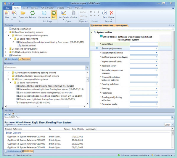 Figure 3.4 NBS Create interface re-uses element data attributes for specification6