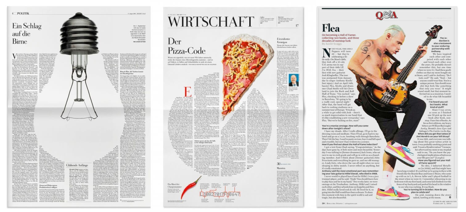 Organic layouts from Die Zeit and Rolling Stone