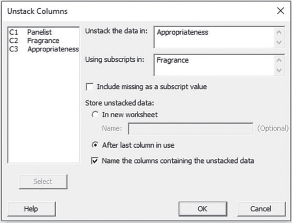 Illustration of Unstack columns dialog box.