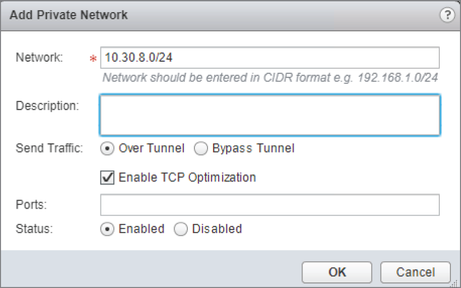 Snapshot of enabling TCP optimization while using the tunnel.