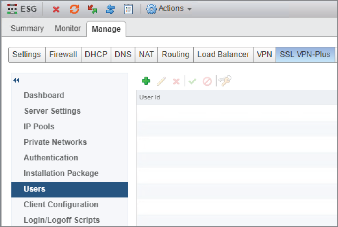 Snapshot of creating credentials to the local database for virtual private network users.
