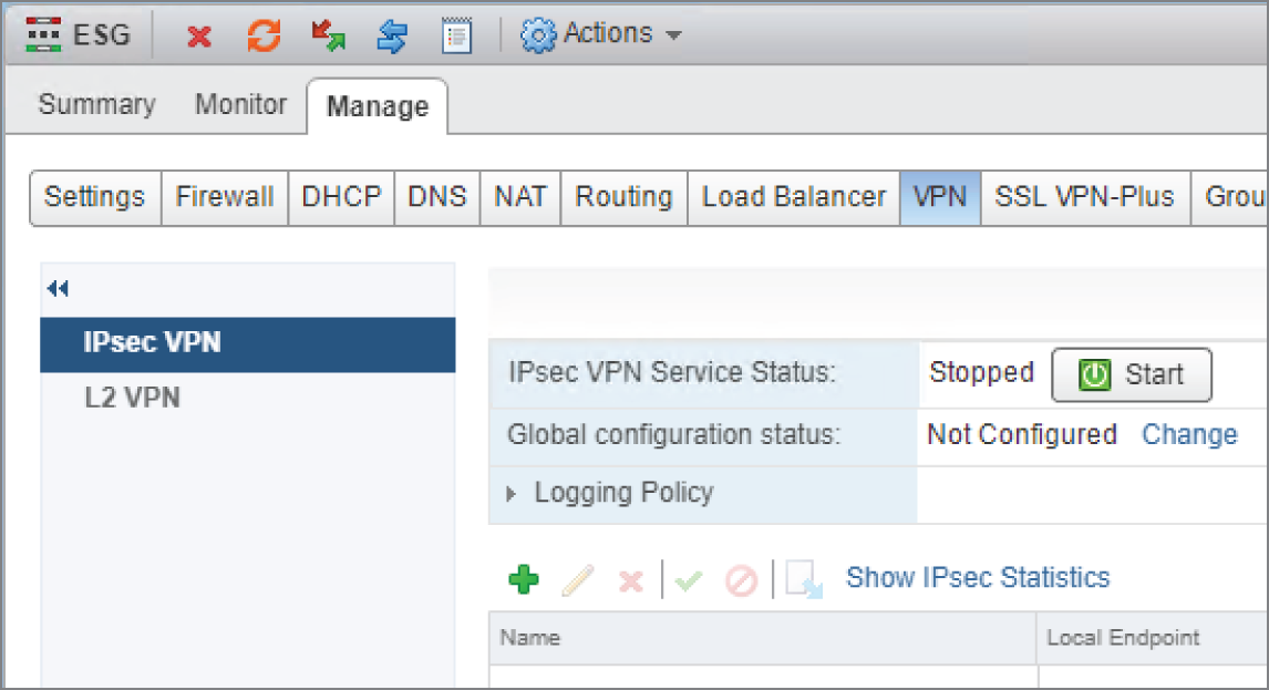 Snapshot of deploying a site-to-site Internet Protocol Security VPN.