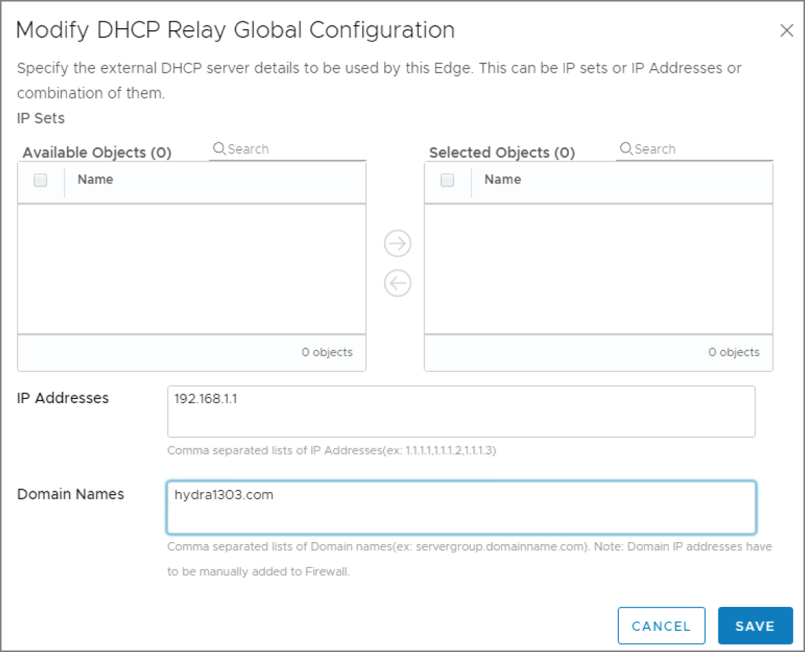 Snapshot of pointing the Dynamic Host Configuration Protocol Relay Agent to the DHCP server.