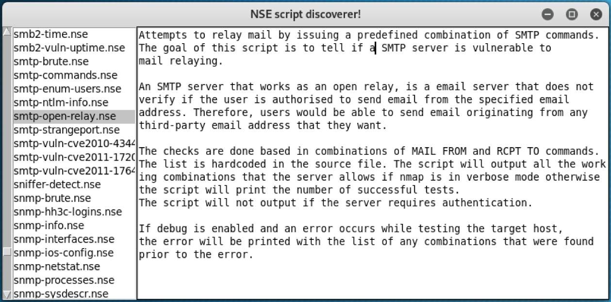 Snapshot of NSE script discoverer.