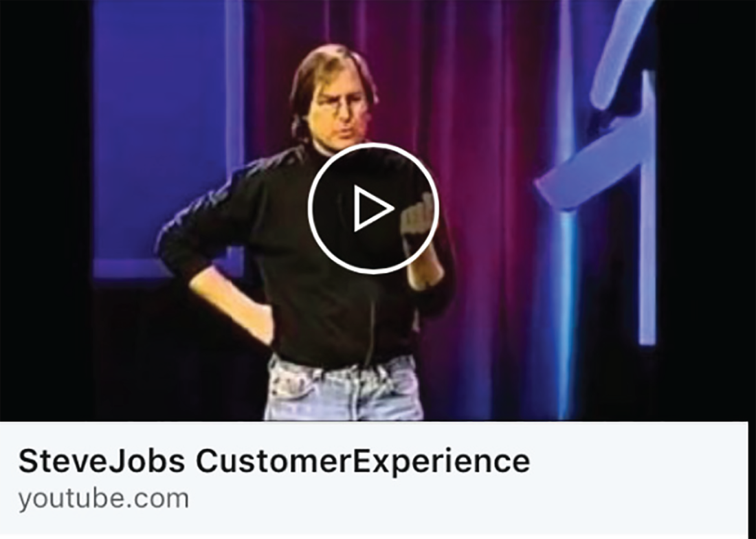 Video of Steve Jobs speaking on Customer Experience.