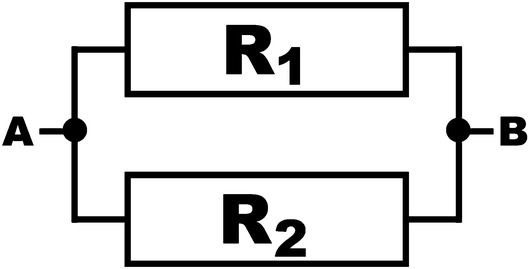 Resistors connected in parallel displaying R1 and R2.