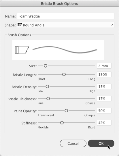 Illustration of brush preview in the Bristle Brush Options dialog.