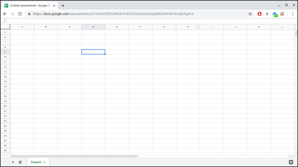 Snapshot of Google Sheets in Full Screen mode.