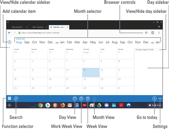 Snapshot of the Outlook Calendar.