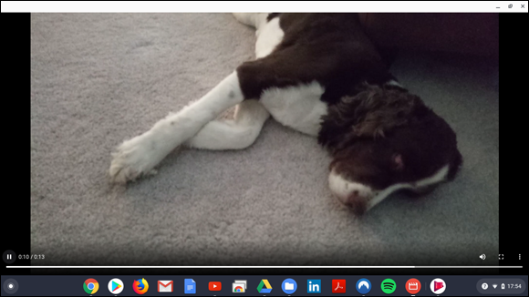 Snapshot of playing a video in the Chromebook video player.