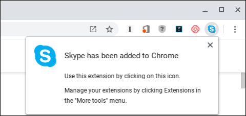 Snapshot of the Skype icon appears within the Chrome browser.