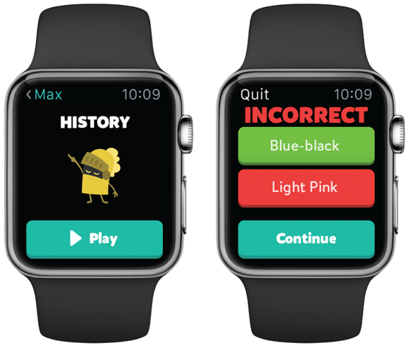 This is what Trivia Crack looks like on Apple Watch’s screen.