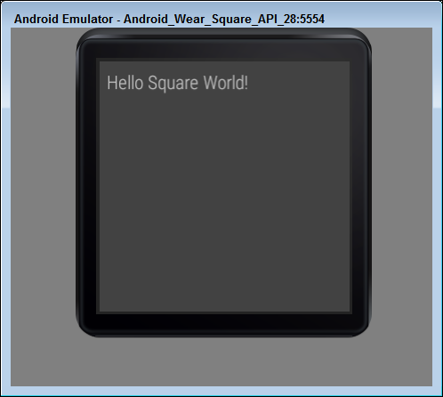 Screenshot of the default project output to test the use of an emulated Android Wear device.