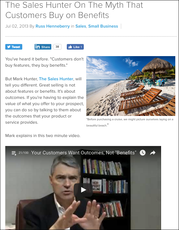 An example of an embed reactor blog post, where a blogger explains what a customer wants, in a two-minute video.