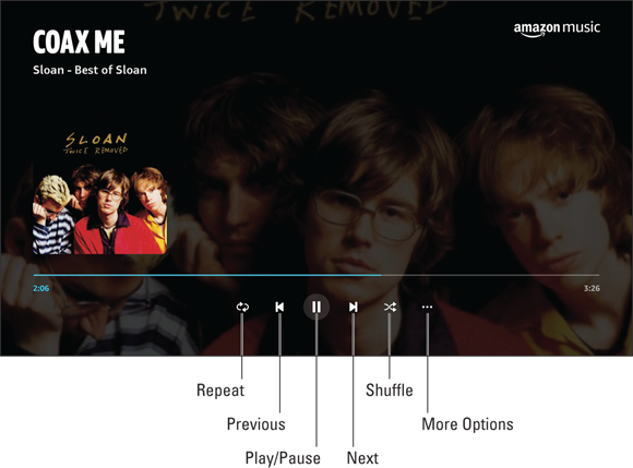 Screenshot displaying the playback screen of the Amazon Music app displaying the music album of a famous singer.
