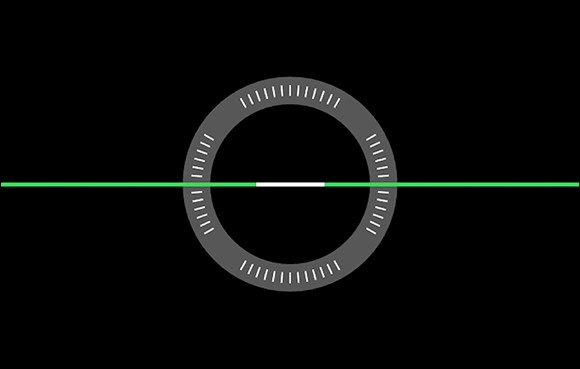 Photo illustration of a horizontal green line passing through the middle of a gray circle.