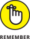 Diagrammatic illustration of white hand showing only the index finger placed inside a yellow circle. The word REMEMBER is placed below the diagram.