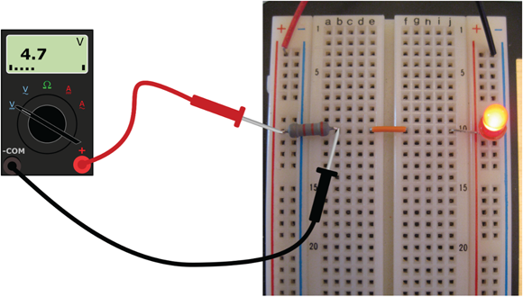 Measure the voltage across the resistor.