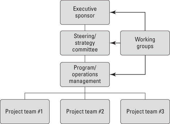 Schematic illustration of the basic smart city team organizational structure.