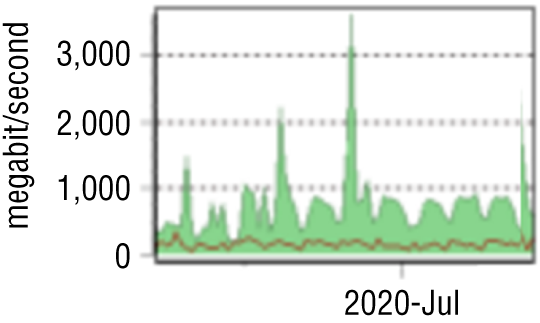 Graph depicts the network traffic focuses that occurred in late June.