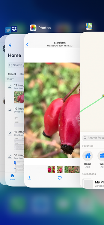 Screen capture depicting multiple Apps open in iPhone.