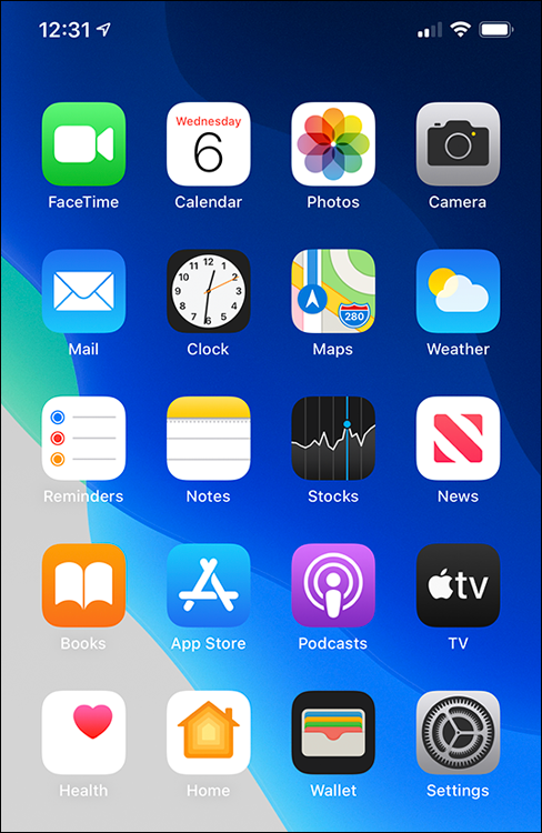Screen capture depicting iPhone home screen with Apps listed.
