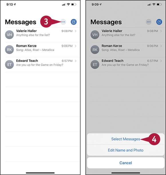 Screen captures depicting Managing Your Instant Messages with 3 to 4 marked.